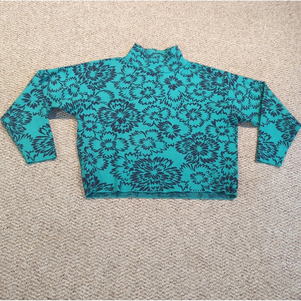 Maeve Anthropologie The Carys Mock Neck Sweater Womens XS Green Floral